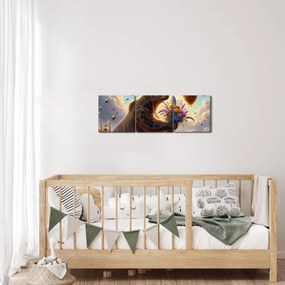 Obraz - Medveď a včielky (s hodinami) (90x30 cm)