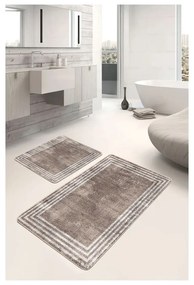 Hnedé zamatové kúpeľňové predložky v súprave 2 ks 60x100 cm – Mila Home