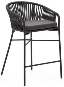 Čierna kovová/polstrovaná záhradná barová stolička Yanet – Kave Home