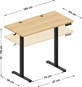 Elektrický výškovo nastaviteľný stôl Mark Adler Leader 6.9 Dub Craft / čierny