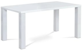 Stůl jídelní, 160x90x76 cm, MDF, vysoký lesk bílý