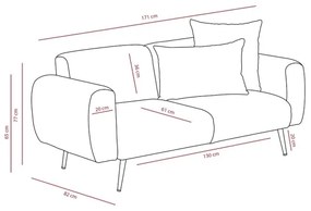 Dvojmiestná pohovka PISA svetlosivá