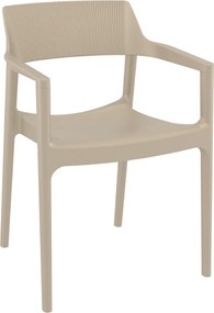 TULUM záhradná stolička s podrúčkami taupe