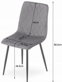 Jedálenský stôl TODI čierny 80 cm so štyrmi stoličkami TURIN tmavosivé