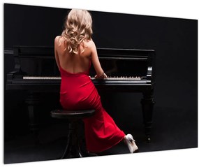 Obraz ženy hrajúce na klavír (90x60 cm)