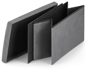 Sivý skladací taburet FURELA VELVET XL 60 x 38 x 38 cm