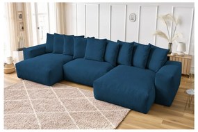 Tmavomodrá menčestrová rohová pohovka Voltaire – Bobochic Paris