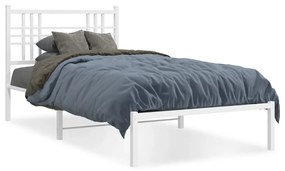 Kovový rám postele s čelom biely 100x200 cm 376368