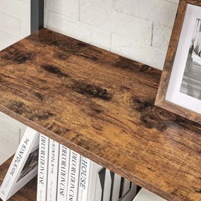 Polica na knihy, knižnica 6-úrovňová, rustikálna hnedá