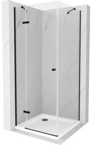 Mexen Roma sprchová kabína, kyvné dvere 80 x 80 cm, transparentnéné, čierna + závesný bidet Flat, biela- 854-080-080-70-00-4010B