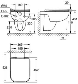 GROHE 39815000 - Závesné WC START EDGE 53,8 x 36,5 cm durobiela