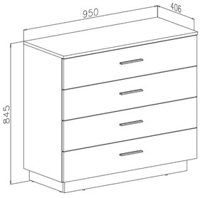 KOMODA MARION STRIEBORNÉ ÚCHYTKY LED BIELA VYSOKÝ LESK 95 cm