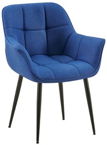 Stolička s podrúčkami Roseville - látka, nohy čierny kov - Modrá