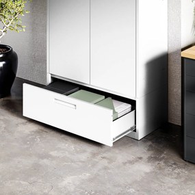 Modulárna kovová multifunkčná skriňa so zásuvkou biela MEGAN 1850 x 900 x 400 mm