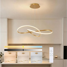 Brilagi - stmievateľný LED luster na lanku INFINITY LED/80W/230V 80x80 cm zlatý + diaľkové ovládanie