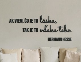 drevko Drevený citát Ak viem, čo je to láska Rozmer obrazu: 34 x 84 cm, Farba dekorácie: Čierna
