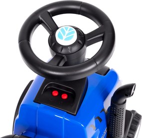 MULTISTORE Jazdík traktor New Holland s odpojiteľnou príveskou, interaktívny volant, modrý