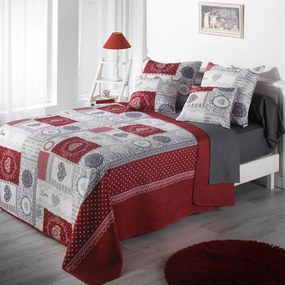 Romantický sivo červený prehoz na manželskú posteľ