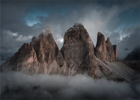 Sklenený obraz - Tri Zuby, Talianske Dolomity (70x50 cm)