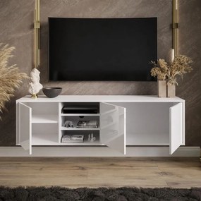 TV STOLÍK ALWIN BIELY VYSOKÝ LESK ZÁVESNÝ 156 cm