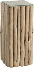 Odkladací drevený stolík so sklenenou doskou Branch - 33 * 33 * 75cm