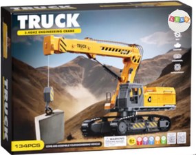 LEAN Toys Pásové rýpadlo na zostavenie DIY s diaľkovým ovládaním RC, 133 dielov