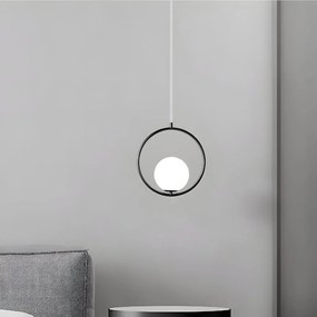Toolight Toolight, stropné závesné svietidlo, biela sklenená guľa, 1xE27, G110-1W, biela-čierna, OSW-09735