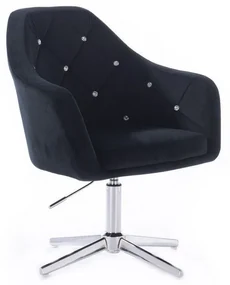 LuxuryForm DESIGN Kreslo ROMA VELUR na striebornom kríži - čierne