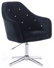 LuxuryForm DESIGN Kreslo ROMA VELUR na striebornom kríži - čierne