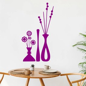Veselá Stena Samolepka Kvety vo váze Farba: fialová, Veľkosť: 100 x 54 cm