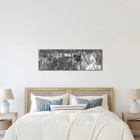 Obraz - Líška v zime (s hodinami) (90x30 cm)