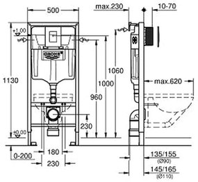 Ideal Standard G+IS 3 - set 5v1- Rapid SL pre WC + tlačidlo + úchyty + závesné WC Tesi s AQUABLADE + WC sedátko ultraploché Soft-Close