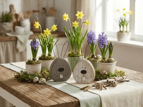 Drevený králik RABINA s kovovými ušami, 18,5 cm - viac variantov