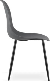 Set dvoch jedálenských stoličiek WAT tmavosivý - čierne nohy (2 ks)