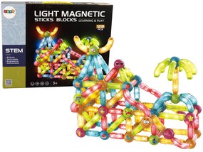 Lean Toys Svietiace magnetické bloky - 128 prvkov