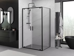 Mexen Exo, výklopná sprchová kabína, dvere 110 cm + bočná stena 70 cm, transparentné sklo, čierna, 8182-110-070-70-00