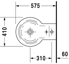 Duravit Starck 1 - Závesný bidet, 1 otvor pre armatúru prepichnutý, 410 x 575 mm, biely 0274150000