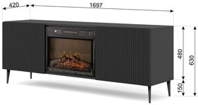 TV skrinka/stolík s elektrickým krbom FPB 2D 170 C Rowanna (čierna). Akcia -20%. Vlastná spoľahlivá doprava až k Vám domov. 1125091