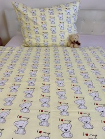 Obliečky bavlnené detské Bear love - 1x Vankúš 90x70cm, 1x Paplón 140x200cm
