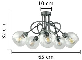 Prisadený luster EVIE 5xE27/60W/230V antracit/číra