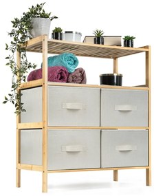 G21 Bambusová polica s košíkmi, 3 police, béžová, 3 poschodia