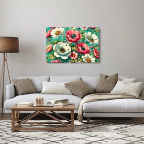 Obraz - Kvety na modrom pozadí (90x60 cm)