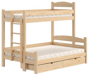 Poschodová posteľ Lovic 90x200/120x200 cm ľavá - borovica