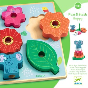 Puzzle & stohovacia pyramída 2v1 - Veselý slon