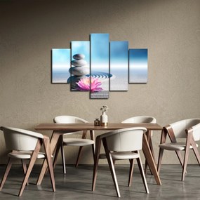 Obraz piesku, ľalie a spa kameňov (150x105 cm)