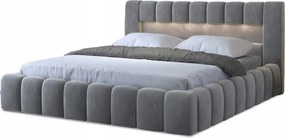 Manželská posteľ 140 cm Luxa (sivá) (s roštom, úl priest. a Led)