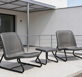 Balkónový záhradný nábytok sivý – set 2 kreslá + stolík