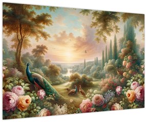 Obraz - Pávy v záhrade (90x60 cm)