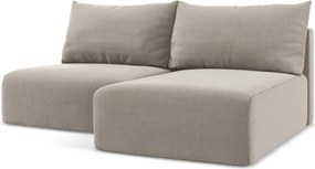 Taupe zamatová rozkladacia/s úložným priestorom rohová pohovka (pravý roh/s leňoškou) Kalena – Makamii