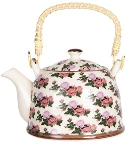 Porcelánová kanvica na čaj s motívom ruží - 18*14*12 cm / 0,8L